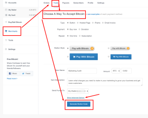 Bitcoin Payment Button setup